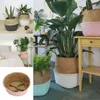 Cesta de armazenamento dobrável Creative Creative Natural Bouragrass Rattan Straw Wicker dobring Flower Pot Cestas de jardim Planter de lavanderia Y5570228