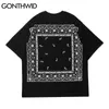 Thirts Harajuku Bandana Paisley Paper Print Streetwear Tees Рубашки мужские битник летние повседневные футболки Tops 210602