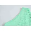Robe de débardeur tricotée d'été Femme Perle Perles Mini Slim Moulante Patchwork Couleur Design 210421