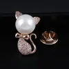 Cat Lady Cute Fashion Broche Collar Pin Hebilla Micro-Incrustaciones Gema High-End Pearl Corsage creativo con accesorios