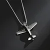 Pendant Necklaces Men's Necklace World War II Small Plane Solid Stainless Steel High-Quality Jewelry Handsome Cool T-Shirt With Chain