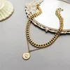 17KM Retro Portrait Coin Pendant Big Thick Chain Necklace For Women Exaggerated Chain Choker Geometric Round Necklaces Jewelry