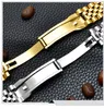 13mm 17mm 20mm högkvalitativ silverguldklockor kedja rostfritt stål polering + borstad krökt ändklocka bandband armband för Rolex datejust