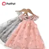 Летняя весна младенца малыш девушка довольно цветочные вышивки тюль платье 210528