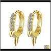 Hie Jewelrytodorova Punk Cool Light Rivet Small Open Hoop Cubic Zirconia Spike Earrings for Women DFF0627ドロップ配信2021 3ofho