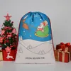 Sac cadeau de Noël Grand sac en toile lourd organique Sac de père Noël Sacs à cordon avec rennes SantaClaus SackBags seashipping