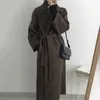 Cintura vintage casual a maniche lunghe 2021 New Fashion Long Autumn Faux Wool Blend Wool Coat Winter Warm Women Warm Wool Coat S0903