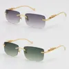 Rimless leopard series Eyeglasses Women Fashion Sunglasses Stainless steel Cat Eye Eyewear Large Square Glasses with box C Decorat244k