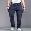 High Quality Stretch Plus Big Size 29 - 44 48 90% Cotton Straight Denim Jeans Men Famous Brand Spring 211108