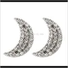 Charme Bijoux Drop Delivery 2021 Personnalisé Simple Alliage Strass Diamant Lune Boucles D'oreilles Filles Coeur Oreille Ongles Internet Célébrité Ins X1Lru