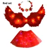 Parti Dekorasyon Prenses Led Glow Light Up Etek Tutu Saç Bandı Tüy Kanat Çelenk Doğum Günü Düğün Elbise Melek Kostüm Cosplay Set