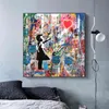 Street Graffiti Art Banksy Pop Canvas Painting Cuadros Posters Wall for Living Room Home Decor (No Frame) 210705