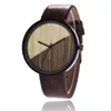 Hommes Femmes Couple Vintage Rond Grain De Bois Faux Bracelet En Cuir Quartz Montre-Bracelet Bracelet Montres-Bracelets