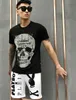 PINK Paradise camisetas designer de marca Rhinestone Skull Men t Camisetas clássicas de alta qualidade de rua de hip hop