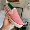 Designer- Dammode Casual canvas Skor Tennis Sneakers Slip-on Luxe sko Vit Rosa Dam Klassiska vintage löparskor