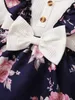 Baby 2-in-1-Kleid-Stirnband mit Blumenmuster, Rüschenbesatz, Schleife vorne, SIE