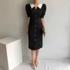 Large Size Bodycon OL Elegance Color-Hit Short Sleeves Vintage Women Sexy Slim Office Lady Chic Long Dresses 210421