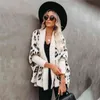 FitShinling Bulanık Leopar Uzun Hırka Kadın Bohemian Ince Batwing Sleeve Aşırı Aşırı Kazak Karadaları Kadınlar Için Kış Coat 210810