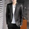 Мода Blazer Masculino Черный Бизнес Повседневная костюм Куртки Осенняя уличная одежда Социальное платье Пальто полосатая стройная подходящая мужская одежда 210527