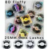 8D Pluizig 25mm Mink Eyelashes Extensions Zachte Dikke Valse wimpers Oog Make-up Accessoire met vierkante opbergdoos