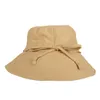 ワイドブリム帽子女性夏折りたたみ式配線太陽帽子屋外旅行UV保護エレガントなリボンボウストラップソリッドカラーパッケージビーチワイドダビ