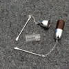 Silver Clear&Brown Glass Snuff With Metal Spoon Pill box Bullet Rocket Snorter Bottle