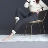 패션 하이 허리 가을 겨울 여성 두꺼운 따뜻한 탄성 바지 품질 S-6XL 바지 꽉 유형 연필 182H 210420