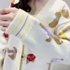 Höst Vinter Varma Kvinnor Sweaters Perint Cartoon Korean Clothing V Neck Fashion College Style Knitwear Plus Size Sweater 210427