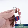 Luksusowy PU Skórzany Keychain Moda Metal Nylon Stripe Key Chain Mężczyźni Kobiety Talia Wiszący Samochód Keyring Męski Klasyczny Biznes Prezent Cena Ekspert Projektowa jakość