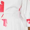 Elegant Hit Color Summer Dress For Women Stand Collar Half Sleeve High Waist Midi Dresses Female Fashion 210520
