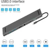 NIEUW 10 in 1 naaf 4K USB Type-C naar USB 3.0 TF VGA RJ45 Mini DP Docking Station of Huawei Samsung Xiaomi