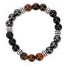 Bracelet de perles en pierre d'oeil de tigre naturelle Unique pour hommes, en acier inoxydable, hématite noire, pierre d'obsidienne noire, Bracelets magnétiques pour hommes