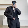 IEFB Summer Organza Fabric Sexy See Through Black White Blazers For Men Notched Collar Long Sleeve Suit Coat 9Y7001 210524