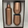 500ml 3pcs/set Red Wine Vacuum Egg Tumbler Gift Box Stainless Steel Double Wall Insulated with One Bottle Two Tumblers