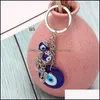 Portachiavi Accessori moda 2021 Turkish Evil Eye Lucky Blue Fatima Hand Charm Trinket Portachiavi Vintage Portachiavi per uomo Donna C314J