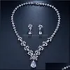 Boucles d'oreilles Collier Ensembles de Bijoux Ekopdee Élégant Magnifique Larme Cubique Zircone Boucle D'oreille Ensemble Femmes De Luxe Femme Saint Valentin Anniversaire Dro