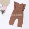 Kids Casual Jumpsuits 3 Kleuren Katoen Linnen Onesies Zuigeling Meisjes Kant Mouwloos Jumpsuit Peuter Baby Button Kleding 2434 V2