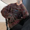 Mäns Tröjor Män Tjock Sticka Tjocken Halv Turtleneck Tassel Pullover Tröja Man Kvinnor Streetwear Vintage Fashion Loose