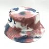 Women White Tie Dye Bucket Hat Washed Cotton Twill Fisherman Summer Spring Sun Protect Girls Pink Dyed Wide Brim Hats