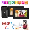 Outro hardware da porta 7in 1 noite câmera 2 monitores com fio WiFi 1080p HD Video Doorbell App Remote 100-240V Bell US/Au/UK/UK Plug