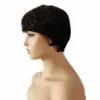 Kort mänskligt hår Parykar Straight Brazilianhair Full Machine Maked Lace Front Wig Pixie Cut Wig Humanhair Pre Plocked