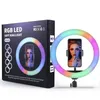 10 polegadas RGB Ring Light tripé LED Ring-Light Selfie Ring-Light com suporte RGB 26CM luz de vídeo para Youtube Tik Tok