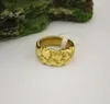 Anel de pepita texturizado de aço inoxidável masculino e feminino 14k 18k 24k sólido amarelo banhado a ouro casal de corte de diamante j2824