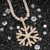 Uwin – pendentif flocon de neige, Baguette en pierre, breloque cubique avec chaîne de Tennis, collier de déclaration pour hommes et femmes, bijoux Hip Hop, cadeau