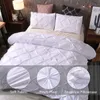 럭셔리 침구 세트 핀치 주먹 흰색 이불 커버 베개가있는 회색 더블 침대 없음 시트 퀸 킹 2 / 3pcs 홈