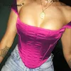 Colysmo Satin Tank Top Bodycon Patchwork Square Neck Einfarbig Sexy Backless Bustier Frauen Sommer Casual Chic Basic Crop Tops 210527