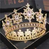 Flower Nupcial Tiaras e Coroas Cristal Royal Rainha Rei Crown Crown Cabelo Jóias Círculo Diadem Noiva Cabeça Acessórios X0726