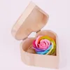 Decoratieve bloemen kransen hartvormige houten doos zeep bloem sieraden handgemaakte onsterfelijke voor verjaardag jubileum Fas6