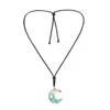 Pendant Necklaces Moon Necklace Black Rope Chain Transparent Color Shell Multicolored Resin Turquoise Sto A1P1