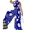 Women Print Polka Dot Jumpsuit Sleeveless Wide Leg High Waist Casual Summer Female African Fashion Retro Vintage Romper 210416